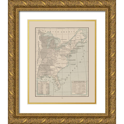 Eastern United States 1791-1845 - Cram 1892 Gold Ornate Wood Framed Art Print with Double Matting by Cram
