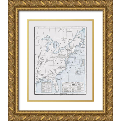Inter Colonial Wars - Cram 1892 Gold Ornate Wood Framed Art Print with Double Matting by Cram