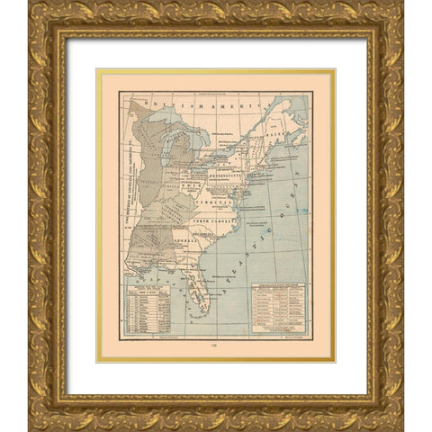 United States, Expansion- Cram 1888 Gold Ornate Wood Framed Art Print with Double Matting by Cram