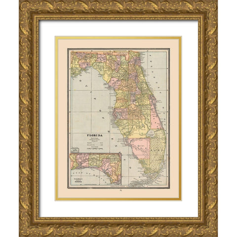 Florida, United States - Cram 1888 Gold Ornate Wood Framed Art Print with Double Matting by Cram