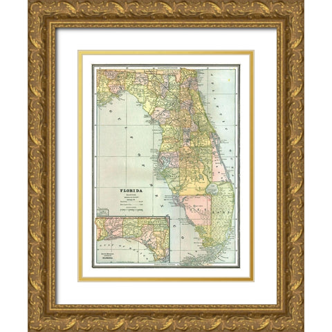 Florida - Johnson 1888 Gold Ornate Wood Framed Art Print with Double Matting by Johnson