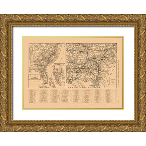 South West US - Railroad - Reynold 1921 Gold Ornate Wood Framed Art Print with Double Matting by Reynold