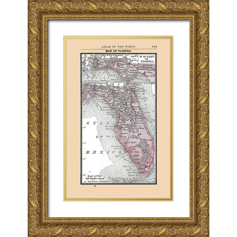 Florida - Alden 1886 Gold Ornate Wood Framed Art Print with Double Matting by Alden