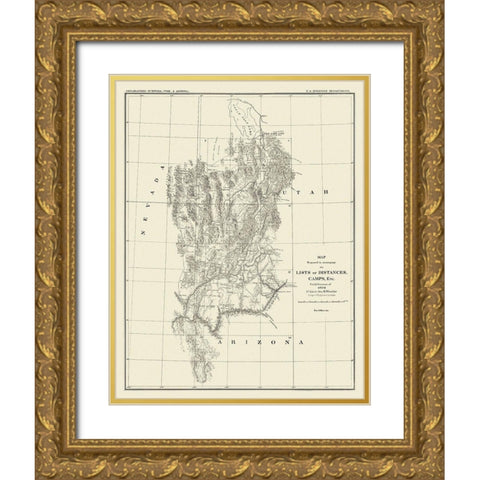 Grand Canyon Camp District - Wheeler 1872 Gold Ornate Wood Framed Art Print with Double Matting by Wheeler