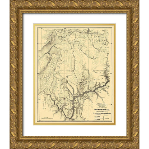 Grand Canyon Arizona - 1873 Gold Ornate Wood Framed Art Print with Double Matting by Powell