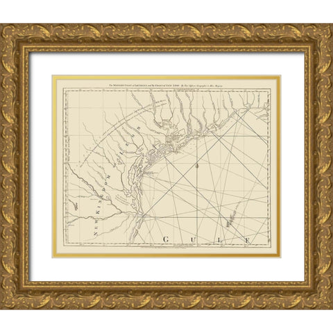 West Coast Louisiana, New Leon - Jefferys 1775 Gold Ornate Wood Framed Art Print with Double Matting by Jefferys