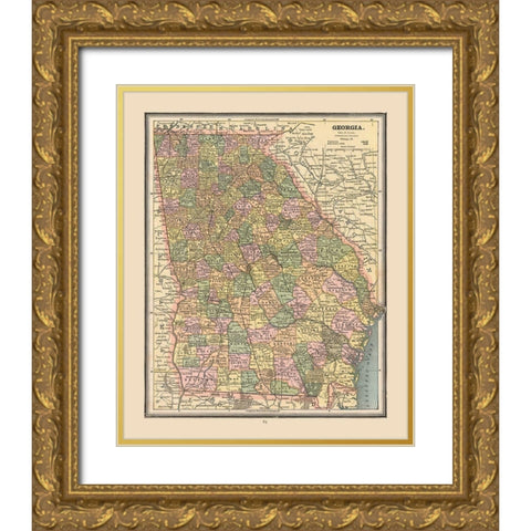 Georgia, United States - Cram 1888 Gold Ornate Wood Framed Art Print with Double Matting by Cram
