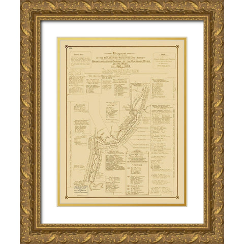 Grand Canyon, Other Canyons, Colorado River - 1908 Gold Ornate Wood Framed Art Print with Double Matting by Stanton