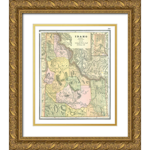 Idaho - Johnson 1888 Gold Ornate Wood Framed Art Print with Double Matting by Johnson