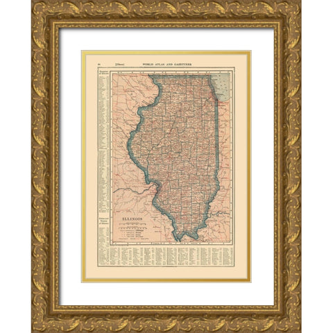 Illinois - Reynold 1921 Gold Ornate Wood Framed Art Print with Double Matting by Reynold
