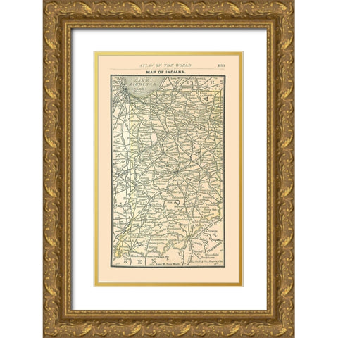 Indiana - Alden 1886 Gold Ornate Wood Framed Art Print with Double Matting by Alden