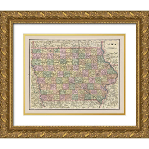 Iowa - Cram 1892 Gold Ornate Wood Framed Art Print with Double Matting by Cram