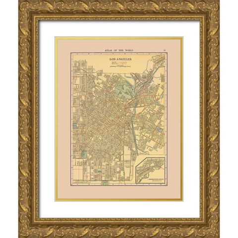 Los Angeles California - Hammond 1910 Gold Ornate Wood Framed Art Print with Double Matting by Hammond
