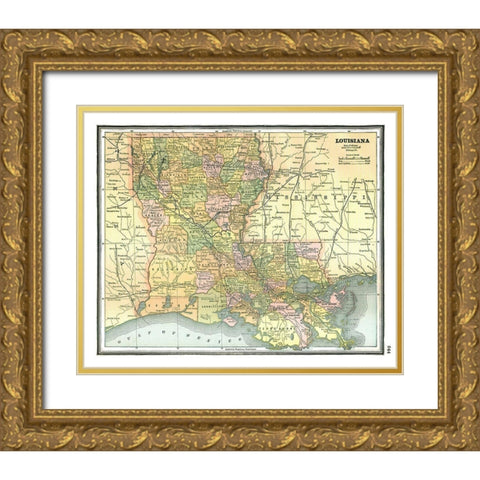 Louisiana - Johnson 1888 Gold Ornate Wood Framed Art Print with Double Matting by Johnson