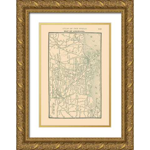Louisiana - Alden 1886 Gold Ornate Wood Framed Art Print with Double Matting by Alden