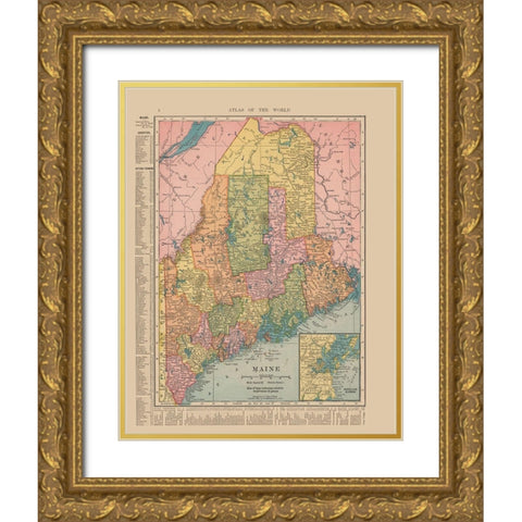 Maine - Hammond 1910 Gold Ornate Wood Framed Art Print with Double Matting by Hammond