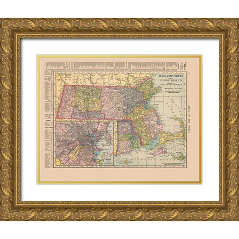 Massachusetts - Hammond 1910 Gold Ornate Wood Framed Art Print with Double Matting by Hammond