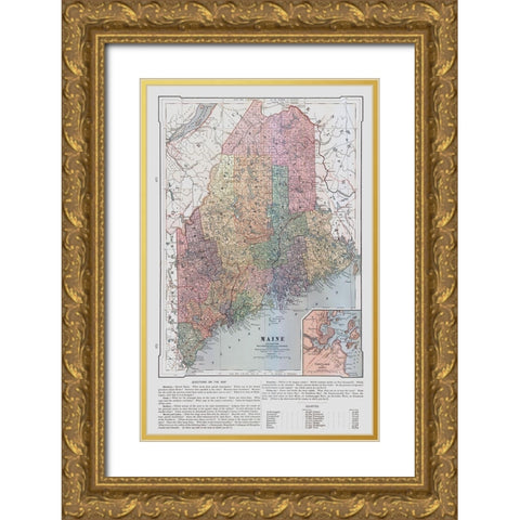 Maine - United States - Monteith 1882 Gold Ornate Wood Framed Art Print with Double Matting by Monteith