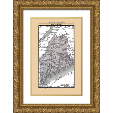 Maine - Alden 1886 Gold Ornate Wood Framed Art Print with Double Matting by Alden