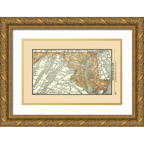 Maryland - Alden 1886 Gold Ornate Wood Framed Art Print with Double Matting by Alden