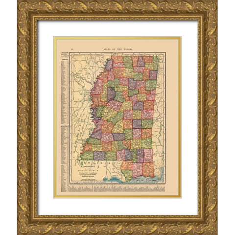 Mississippi - Hammond 1910 Gold Ornate Wood Framed Art Print with Double Matting by Hammond