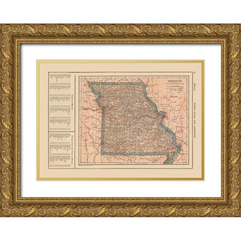 Missouri - Reynold 1921 Gold Ornate Wood Framed Art Print with Double Matting by Reynold