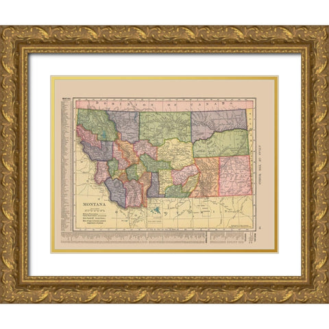 Montana - Hammond 1910 Gold Ornate Wood Framed Art Print with Double Matting by Hammond