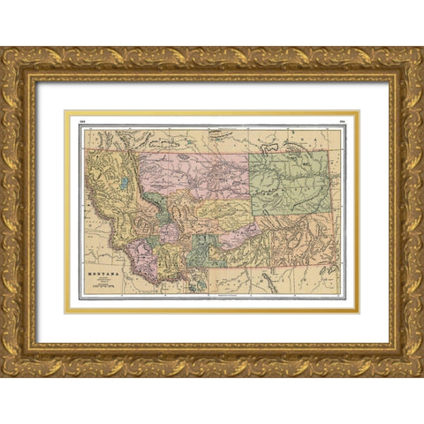 Montana - Johnson 1888 Gold Ornate Wood Framed Art Print with Double Matting by Johnson