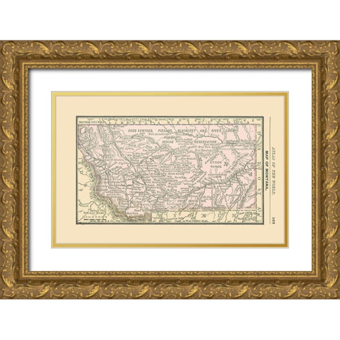 Montana - Alden 1886 Gold Ornate Wood Framed Art Print with Double Matting by Alden