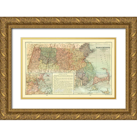 Massachusetts - United States - Monteith 1882 Gold Ornate Wood Framed Art Print with Double Matting by Monteith