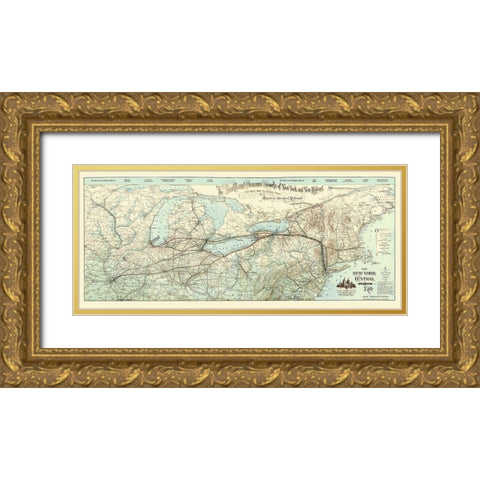 New York Central and Hudson River Railroad 1893 Gold Ornate Wood Framed Art Print with Double Matting by Matthews