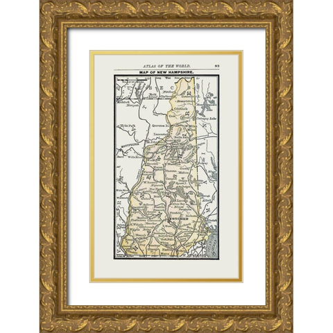 New Hampshire - Alden 1886 Gold Ornate Wood Framed Art Print with Double Matting by Alden