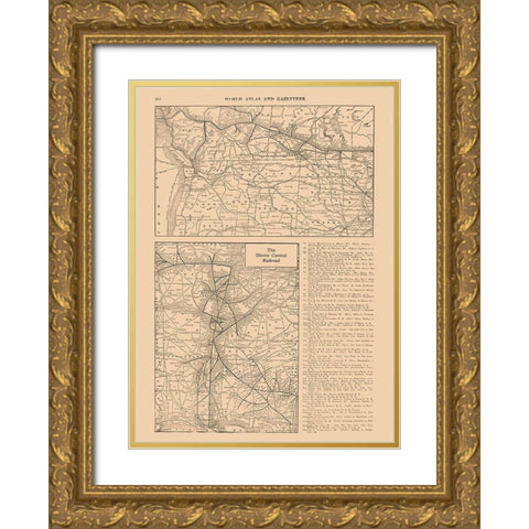 Illinois Central Railroad - Reynold 1921 Gold Ornate Wood Framed Art Print with Double Matting by Reynold