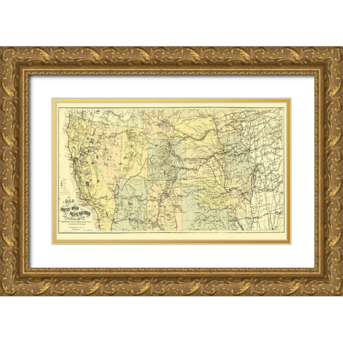 Union Pacific with Eastern Connections 1867 Gold Ornate Wood Framed Art Print with Double Matting by Keeler