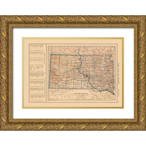 South Dakota - Reynold 1921 Gold Ornate Wood Framed Art Print with Double Matting by Reynold