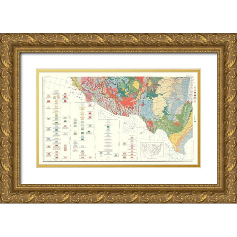 Southwest United States - USGS 1960 Gold Ornate Wood Framed Art Print with Double Matting by USGS
