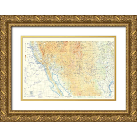 Southwest United States Aeronautical - USAF 1962 Gold Ornate Wood Framed Art Print with Double Matting by USAF