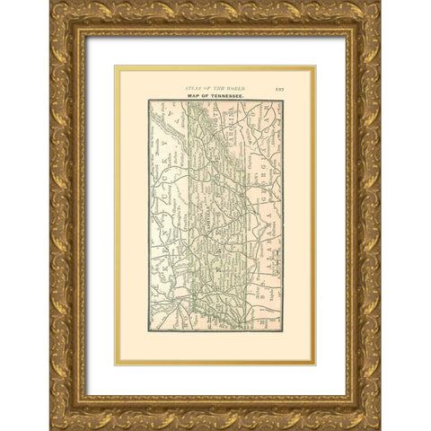 Tennessee - Alden 1886 Gold Ornate Wood Framed Art Print with Double Matting by Alden