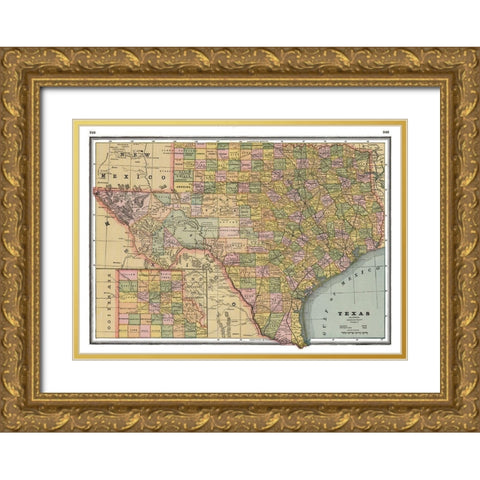 Texas - Johnson 1888 Gold Ornate Wood Framed Art Print with Double Matting by Johnson