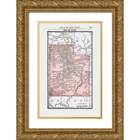 Utah - Alden 1886 Gold Ornate Wood Framed Art Print with Double Matting by Alden