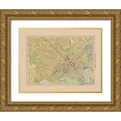 Washington DC - Hammond 1910 Gold Ornate Wood Framed Art Print with Double Matting by Hammond