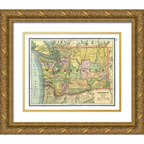 Washington - Johnson 1888 Gold Ornate Wood Framed Art Print with Double Matting by Johnson