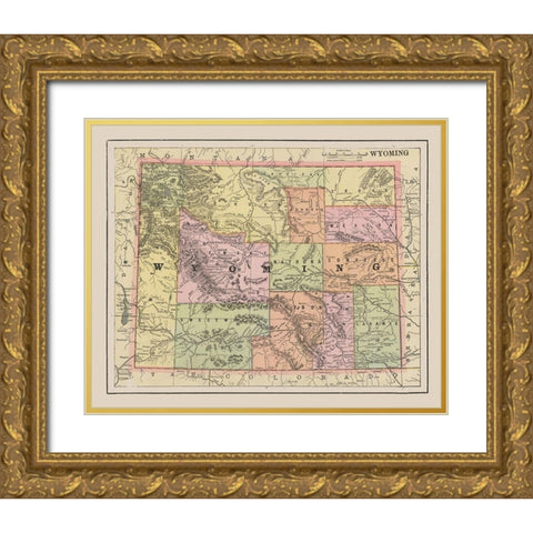 Wyoming - Cram 1892 Gold Ornate Wood Framed Art Print with Double Matting by Cram