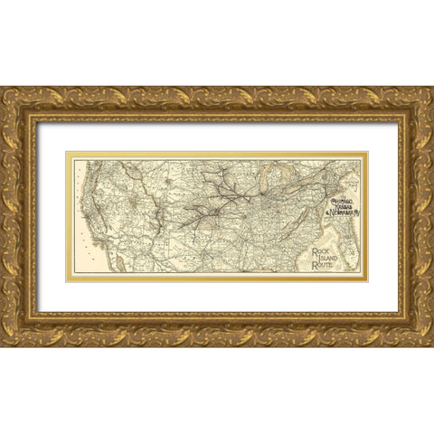 Chicago, Kansas and Nebraska Railroad 1888 Gold Ornate Wood Framed Art Print with Double Matting by Matthews