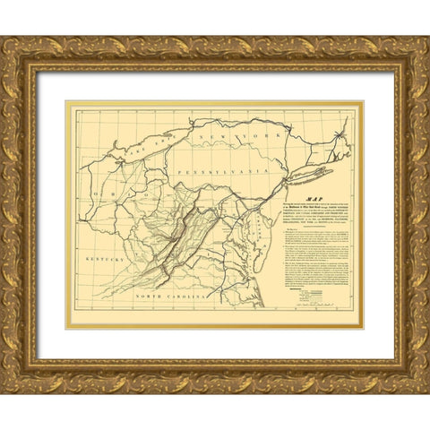 Baltimore and Ohio Railroad - Colton 1840 Gold Ornate Wood Framed Art Print with Double Matting by Colton