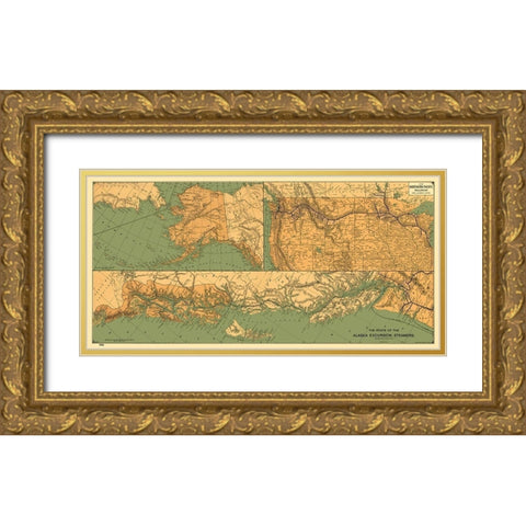 Alaska Excursion Steamers, Northern Pacific 1891 Gold Ornate Wood Framed Art Print with Double Matting by Poole