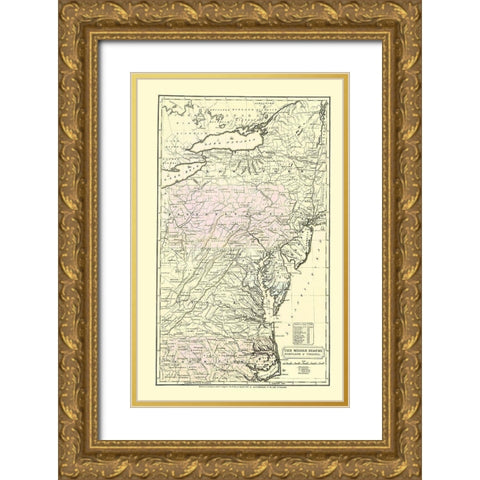 Eastern United States - Huntington 1830 Gold Ornate Wood Framed Art Print with Double Matting by Huntington