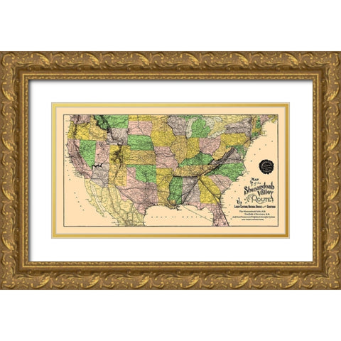 Shenandoah Valley Route - Matthews 1890 Gold Ornate Wood Framed Art Print with Double Matting by Matthews