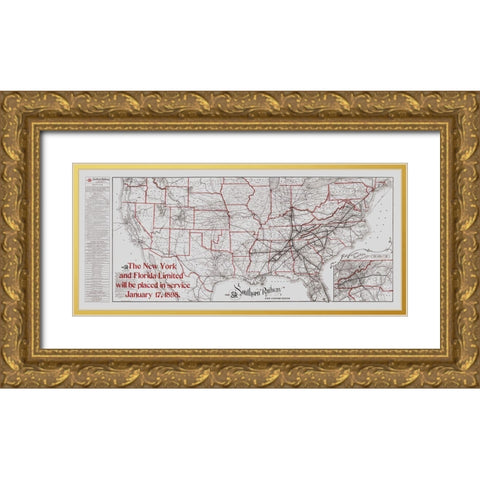 Southern Railway - Matthews 1897 Gold Ornate Wood Framed Art Print with Double Matting by Matthews