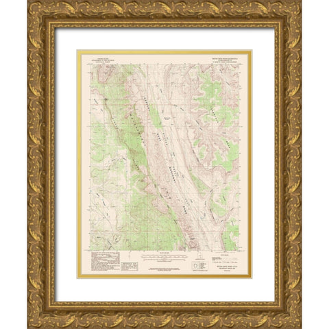 Bitter Creek Divide Utah Quad - USGS 1987 Gold Ornate Wood Framed Art Print with Double Matting by USGS
